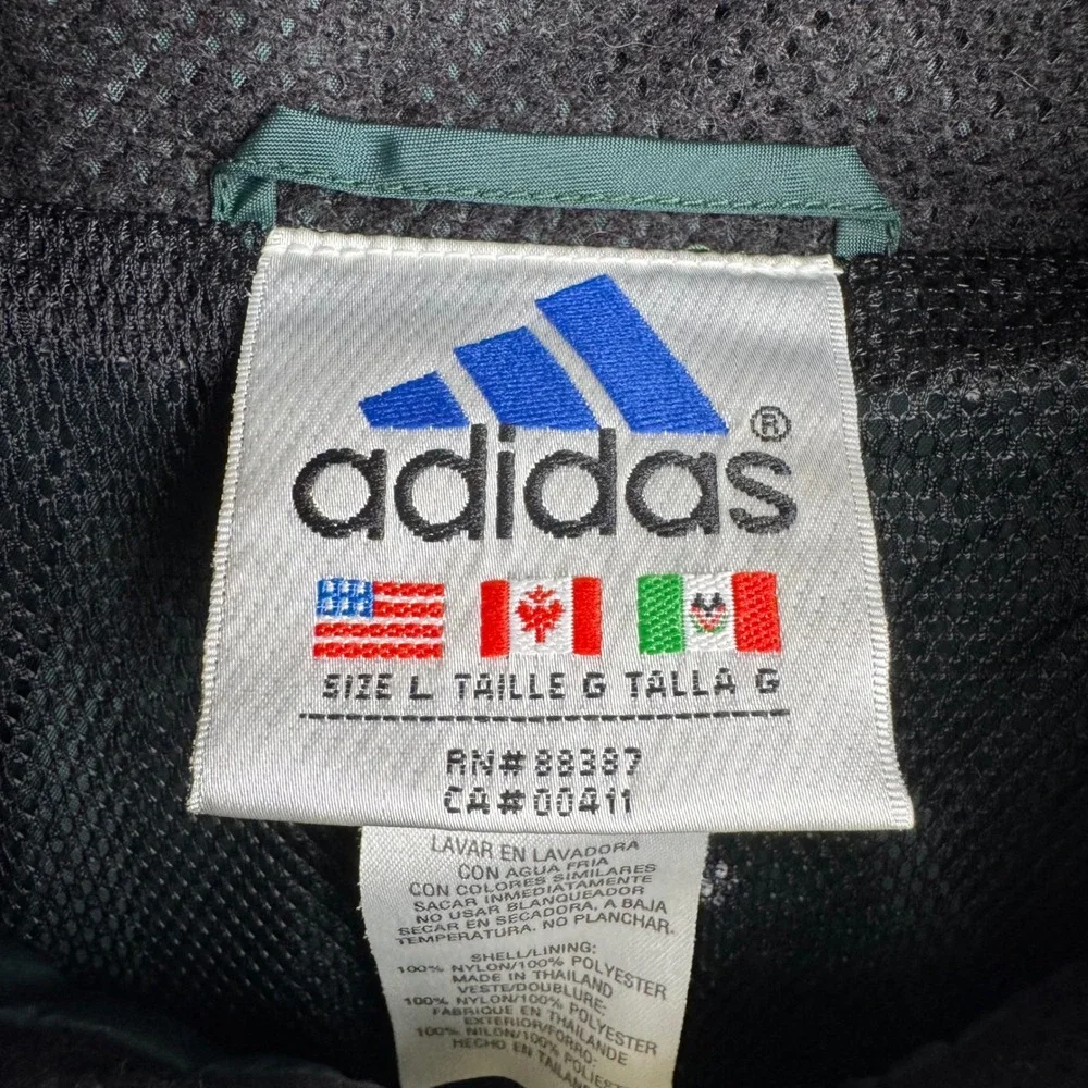 Vintage Adidas Track Jacket Green Men Large Lightweight Sportswear Y2K - Picture 7 of 9